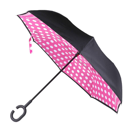Pink Big Polka Dot Double Layer Inverted Umbrella