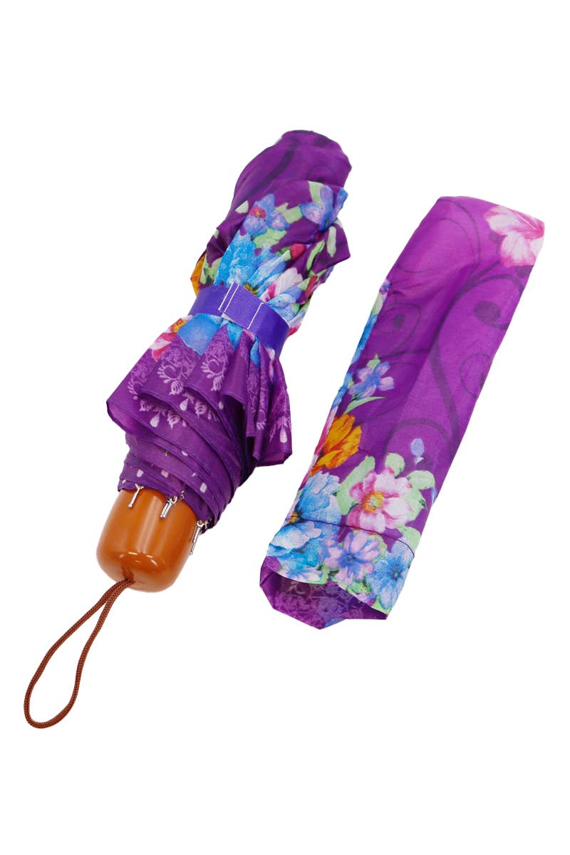 Floral Print Manual Travel Size Umbrella