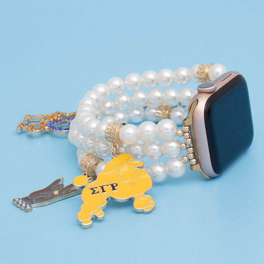 SGRHO Sorority White Pearl Watch Band for Women