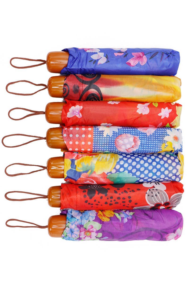 Floral Print Manual Travel Size Umbrella