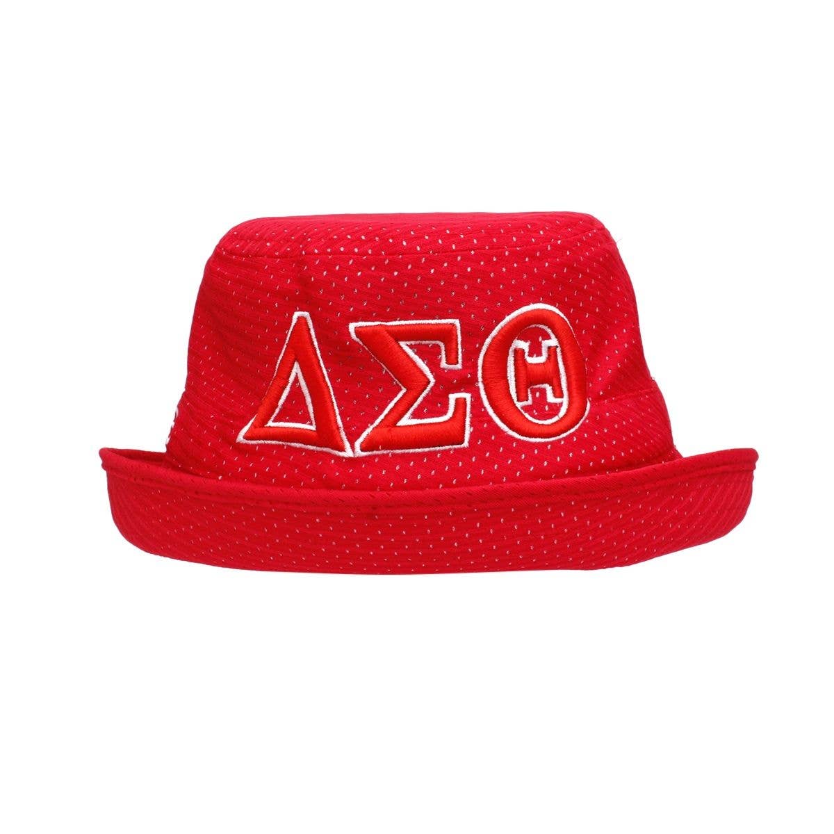 DST Delta Sigma Theta Sorority Red Mesh Embroidered Bucket Hat
