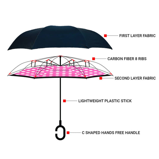 Pink Big Polka Dot Double Layer Inverted Umbrella