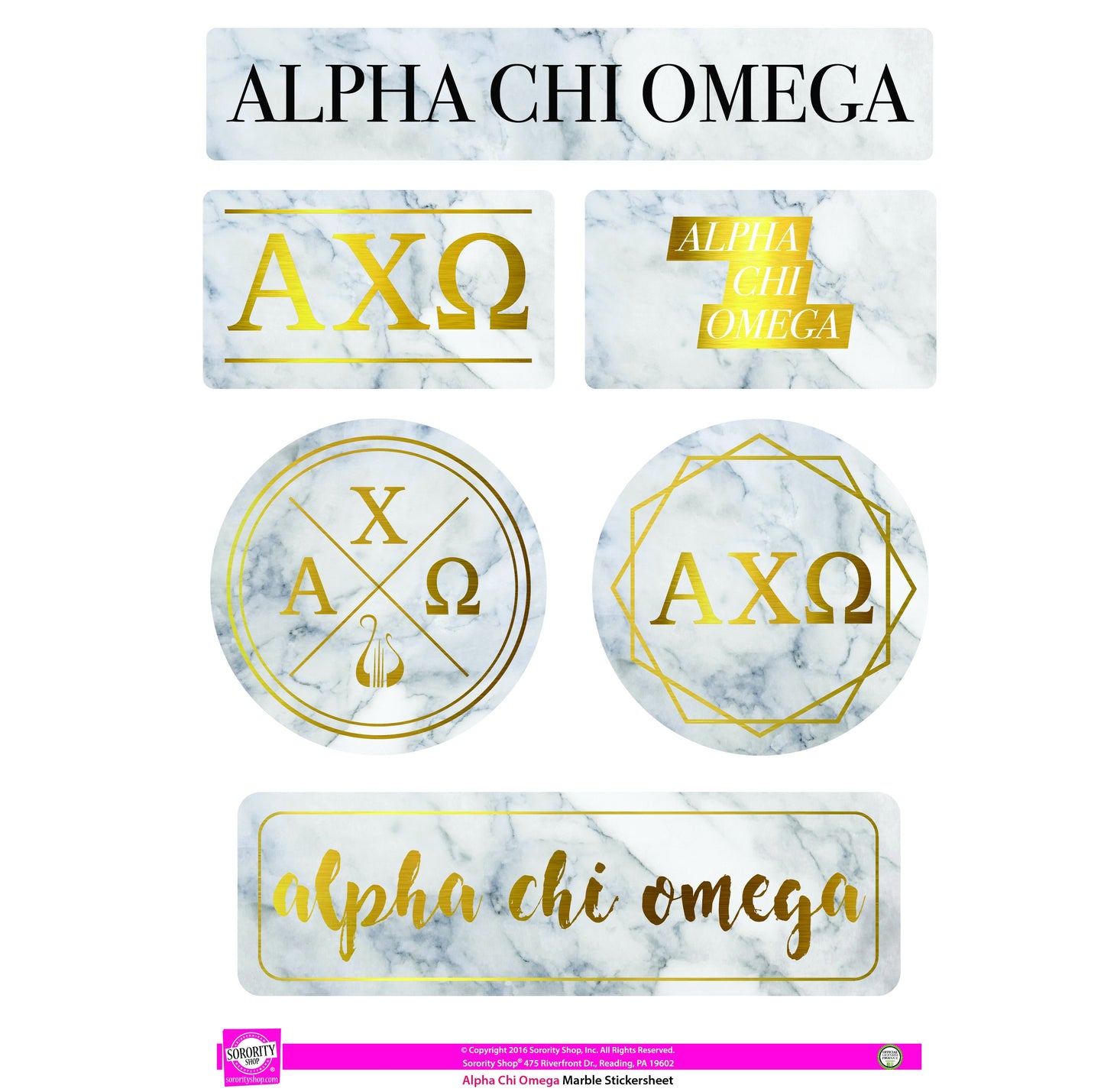 Alpha Chi Omega Marble Sticker Sheet