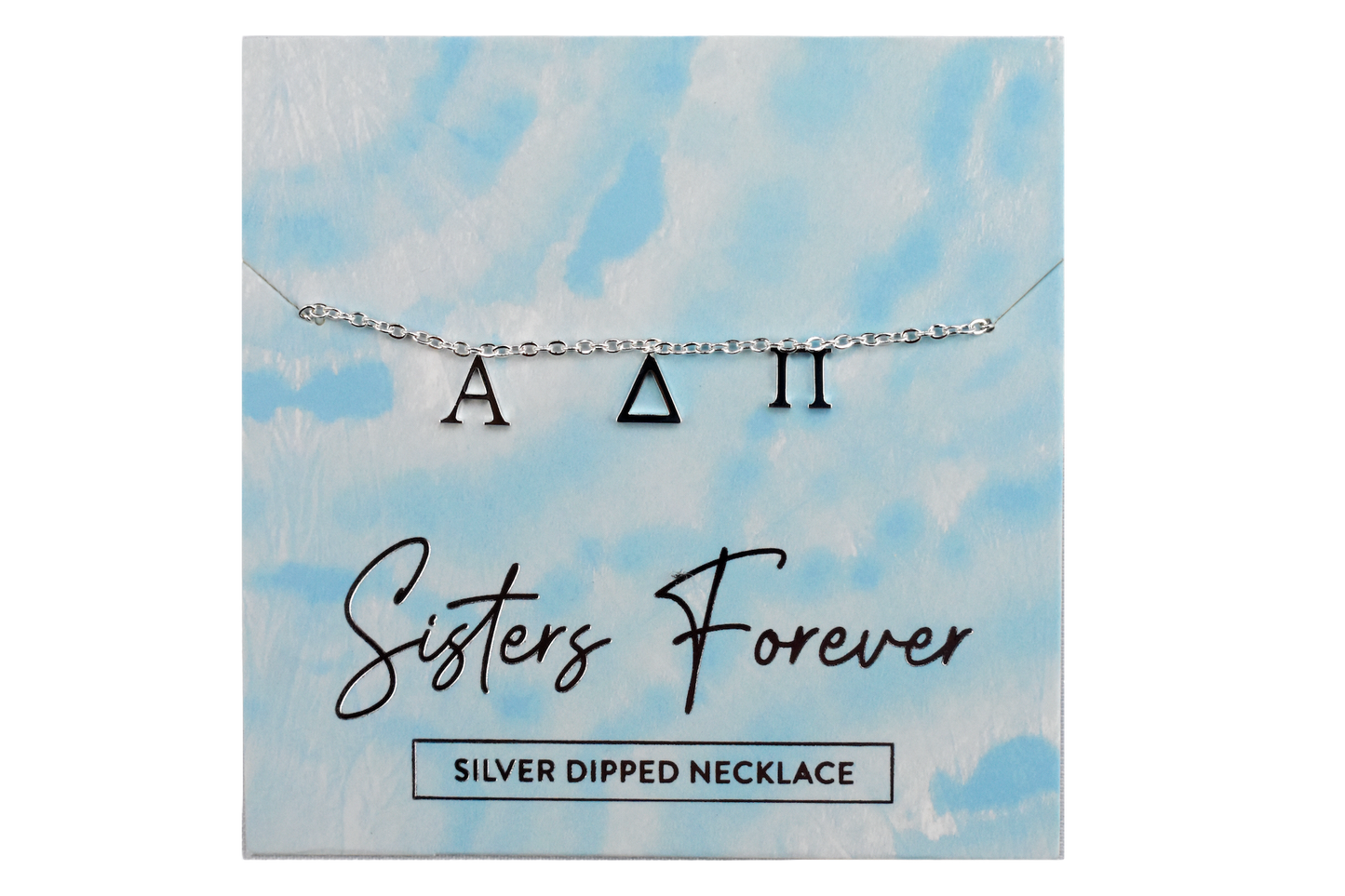 Alpha Delta Pi Silver Greek Letters Necklace