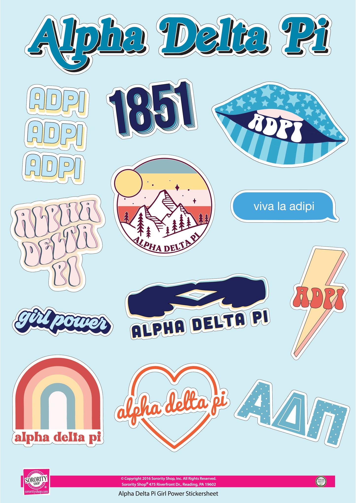 Alpha Delta Pi Girl Power Sticker Sheet