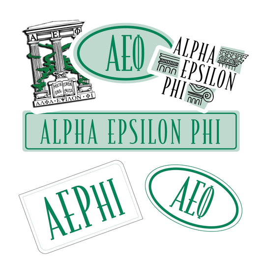 Alpha Epsilon Phi Sorority Sticker Sheet- Brand Focus
