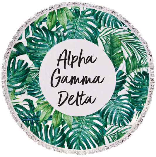 Alpha Gamma Delta Palm Leaf Fringe Towel Blanket - Virginia Book Company