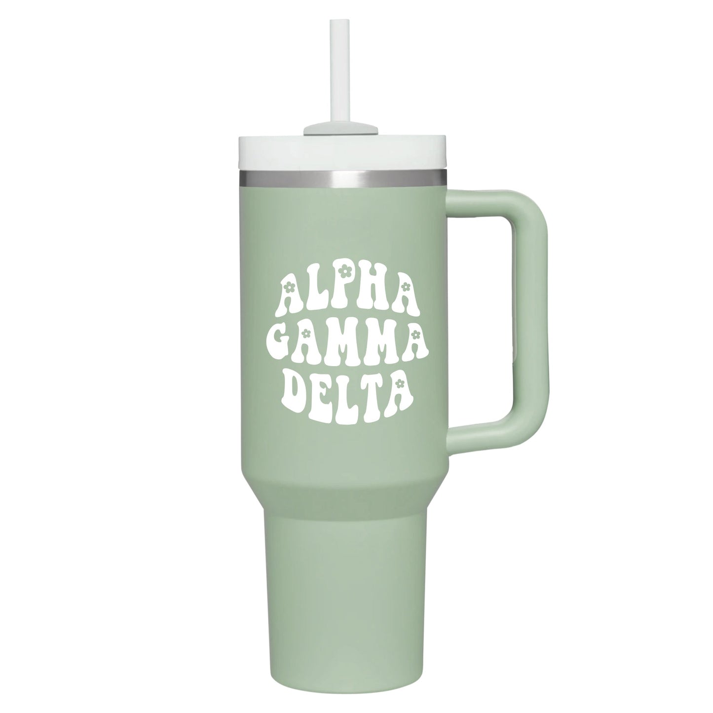 Alpha Gamma Delta 40oz Stainless Steel Tumbler with Handle - Virginia Book Company