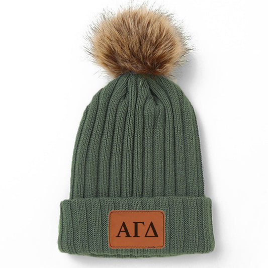 Alpha Gamma Delta Pom Pom Beanie Hat - Virginia Book Company