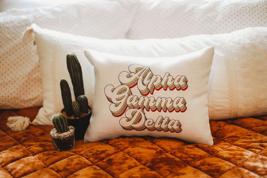 Alpha Gamma Delta Retro Throw Pillow - Virginia Book Company