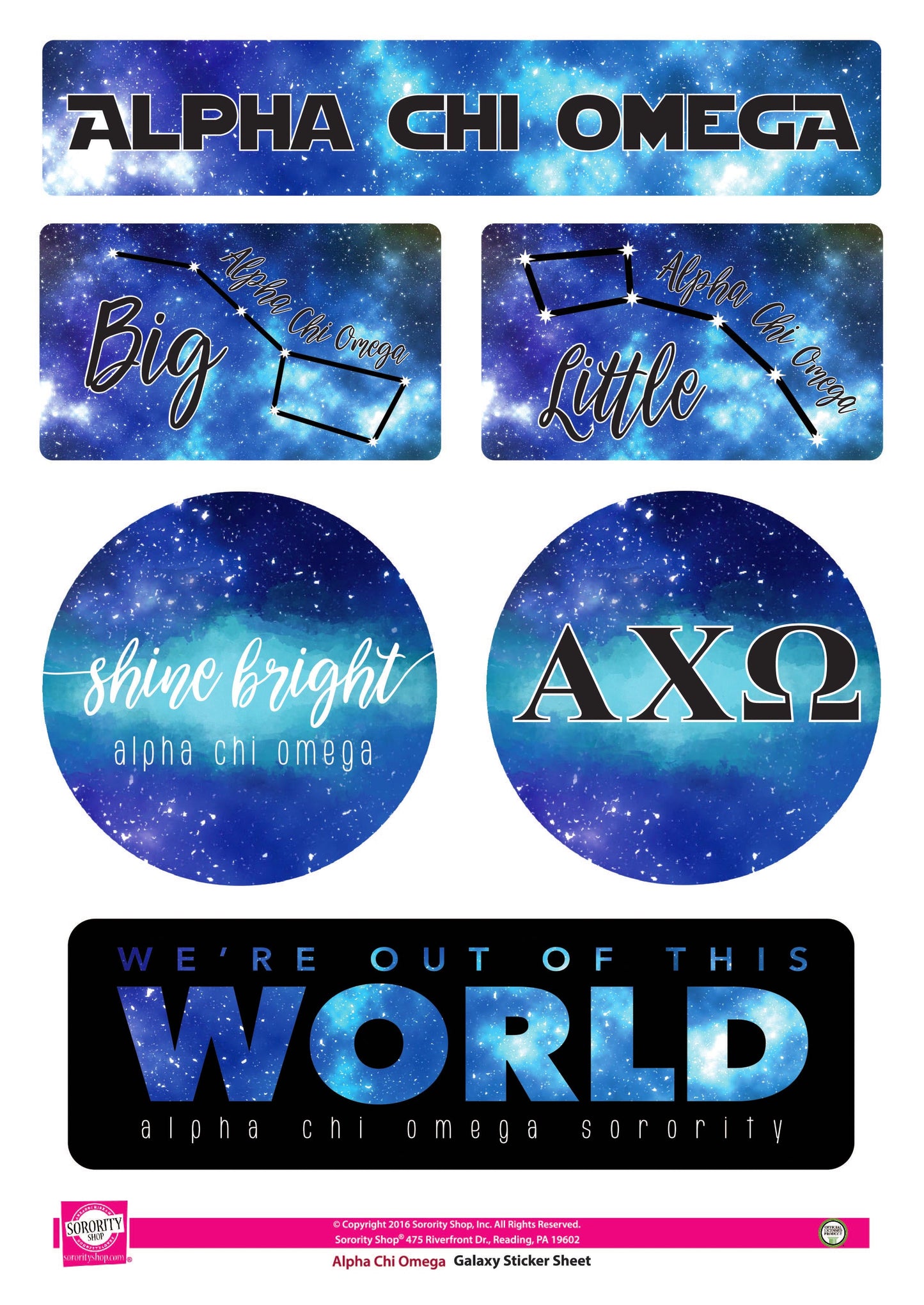 Alpha Chi Omega Galaxy stickers