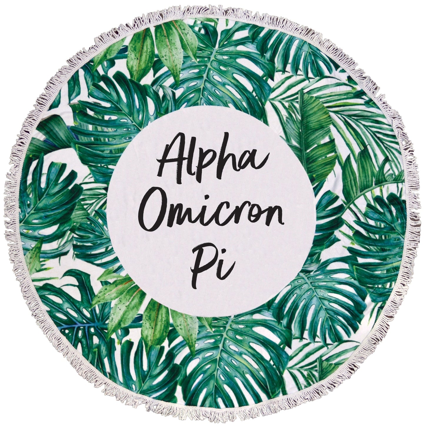 Alpha Omicron Pi Palm Leaf Fringe Towel Blanket - Virginia Book Company