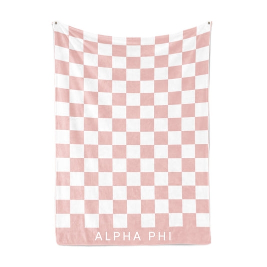 Alpha Phi Blanket - Thick Checkered alphaphi Sherpa Blanket