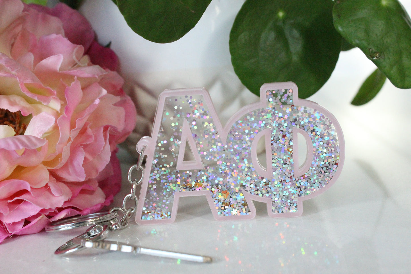 Alpha Phi Glitter Sorority Keychain