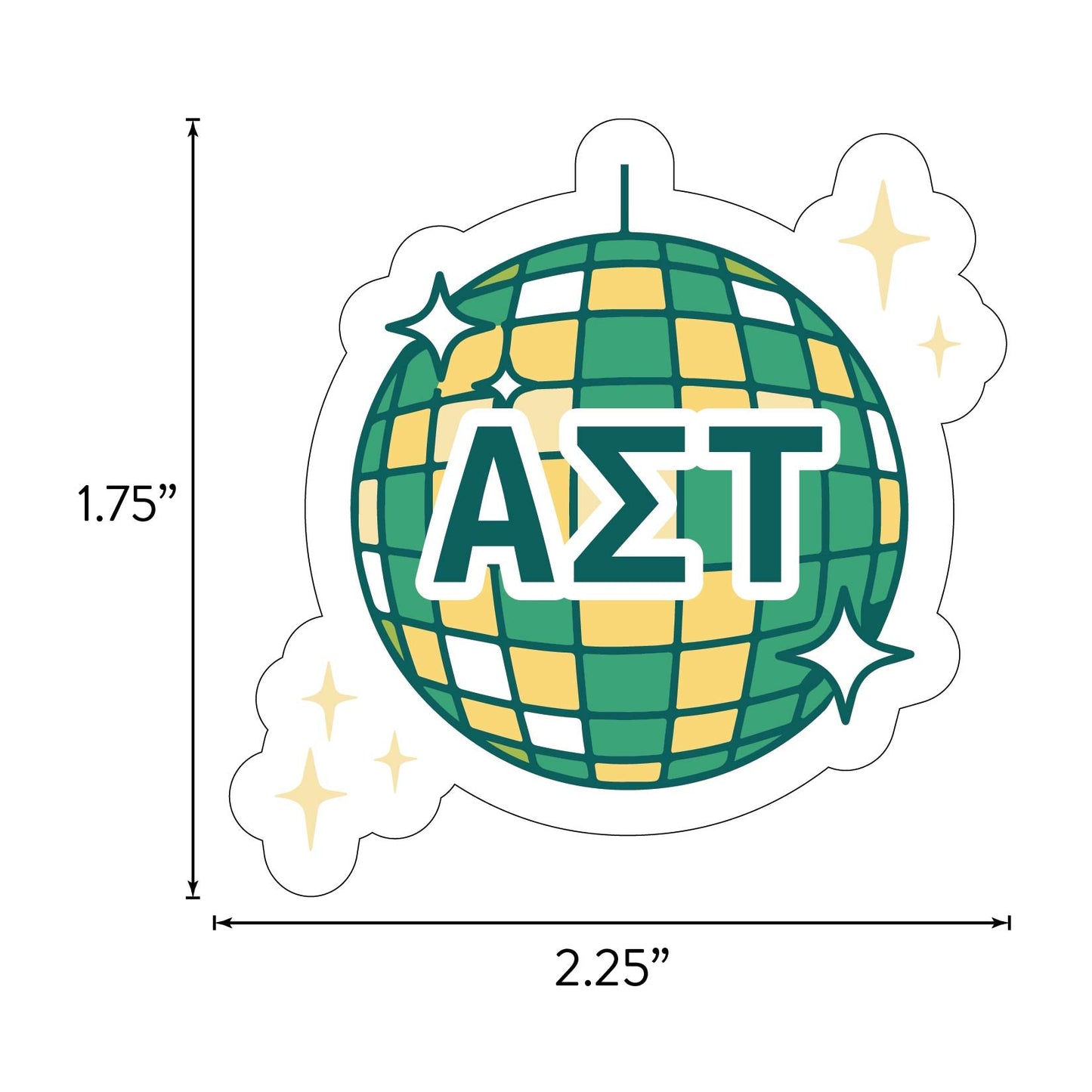 Alpha Sigma Tau Sticker Sheet - Western Disco Design