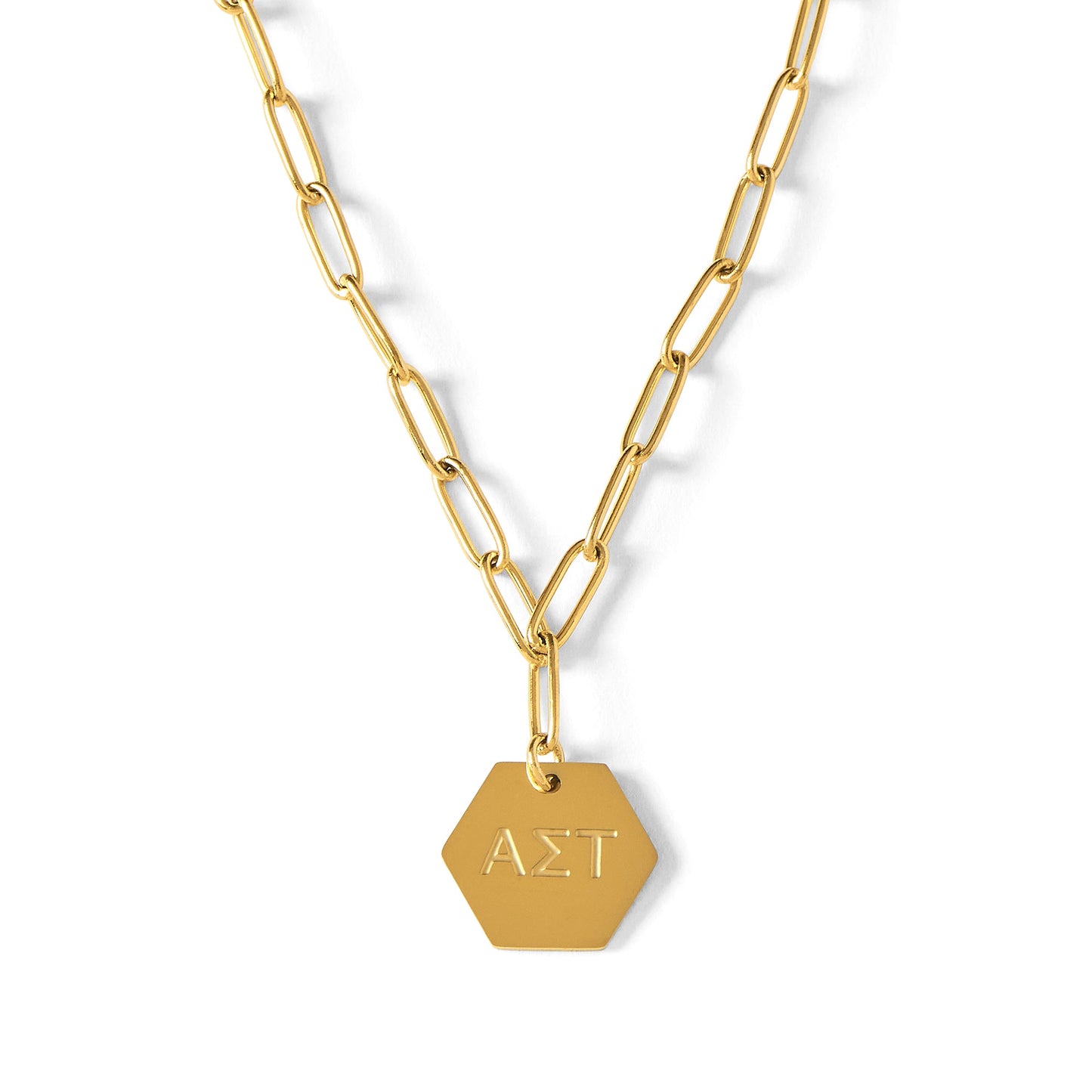 Alpha Sigma Tau Paperclip Necklace with AST Sorority Pendant