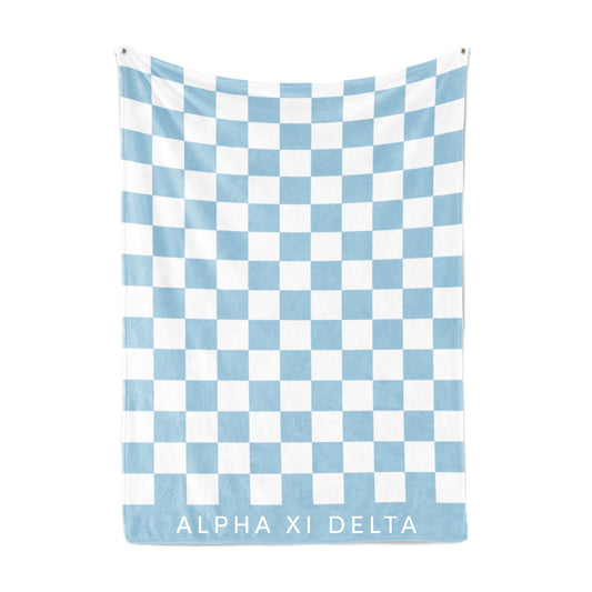 Alpha Xi Delta Thick Blanket, Stylish Checkered Blanket 50 in X 62 in - Virginia Book Company