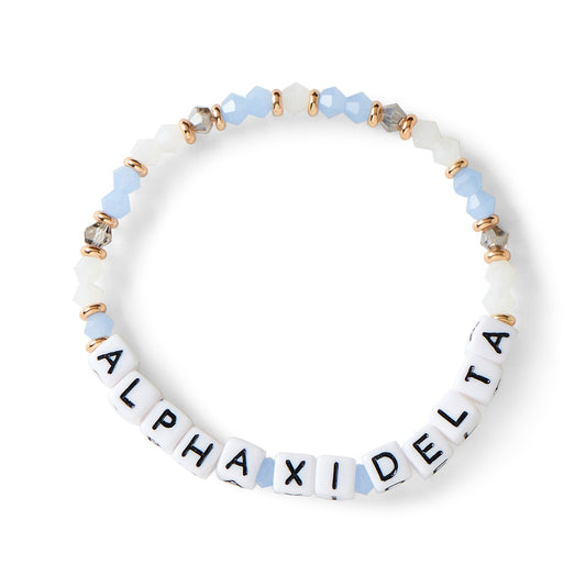 Alpha Xi Delta Bracelet With Glass Beads and 18K Gold Accent Beads - Virginia Book Company