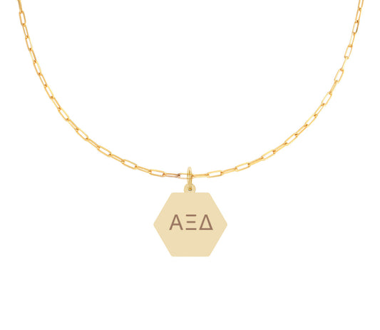 Alpha Xi Delta Paperclip Necklace with AXD Sorority Pendant - Virginia Book Company