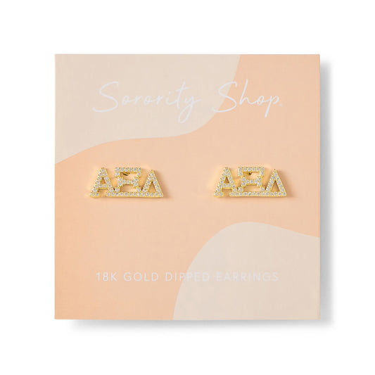 Alpha Xi Delta 18k Gold Plated Stud Earrings - Virginia Book Company