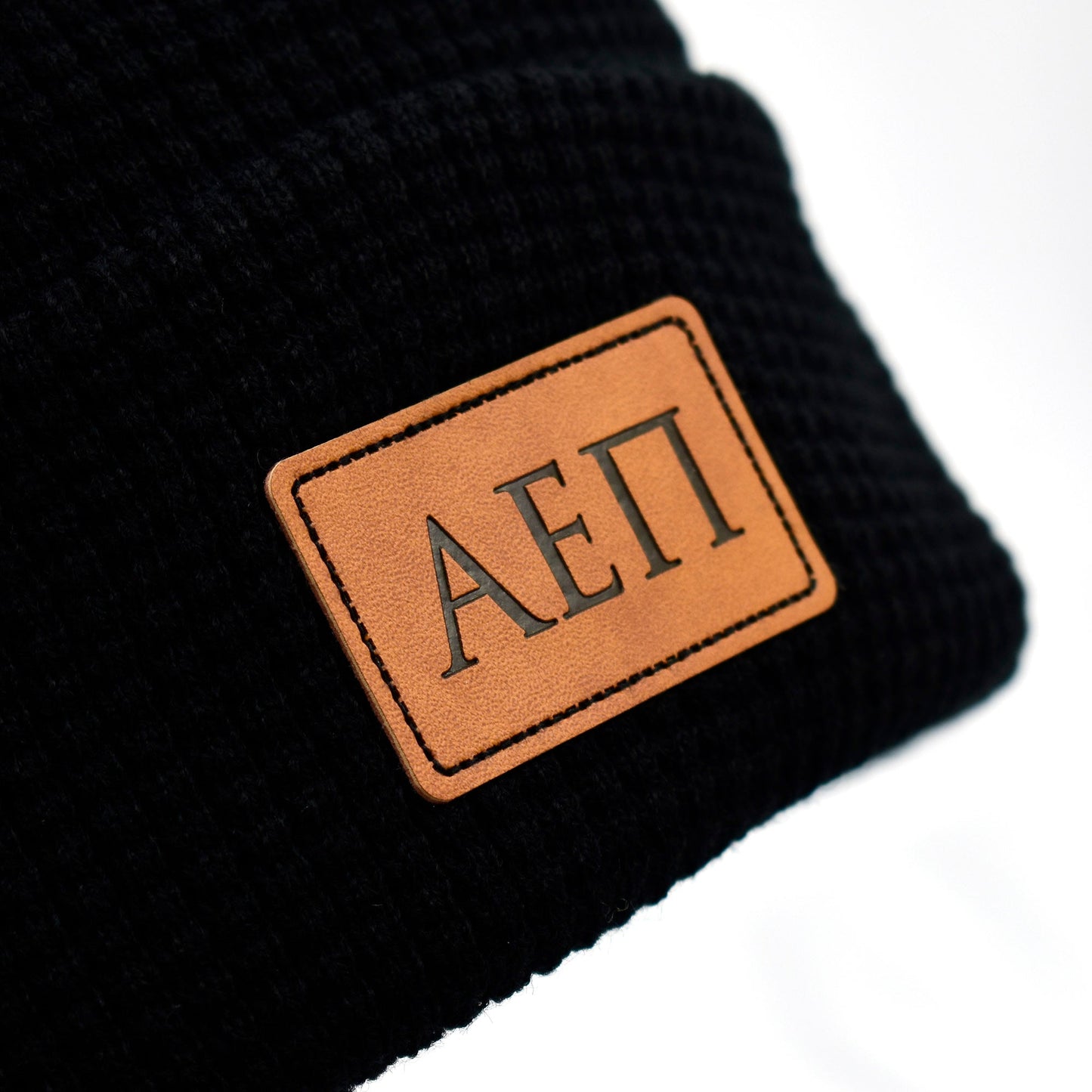 Alpha Epsilon Pi Fraternity Beanie Hat - Black Winter Hat w/ Greek Letters Patch