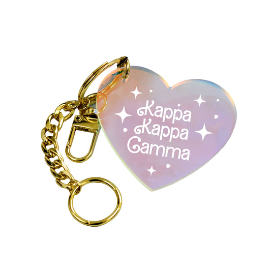 Kappa Kappa Gamma Keychain - Iridescent Heart Design