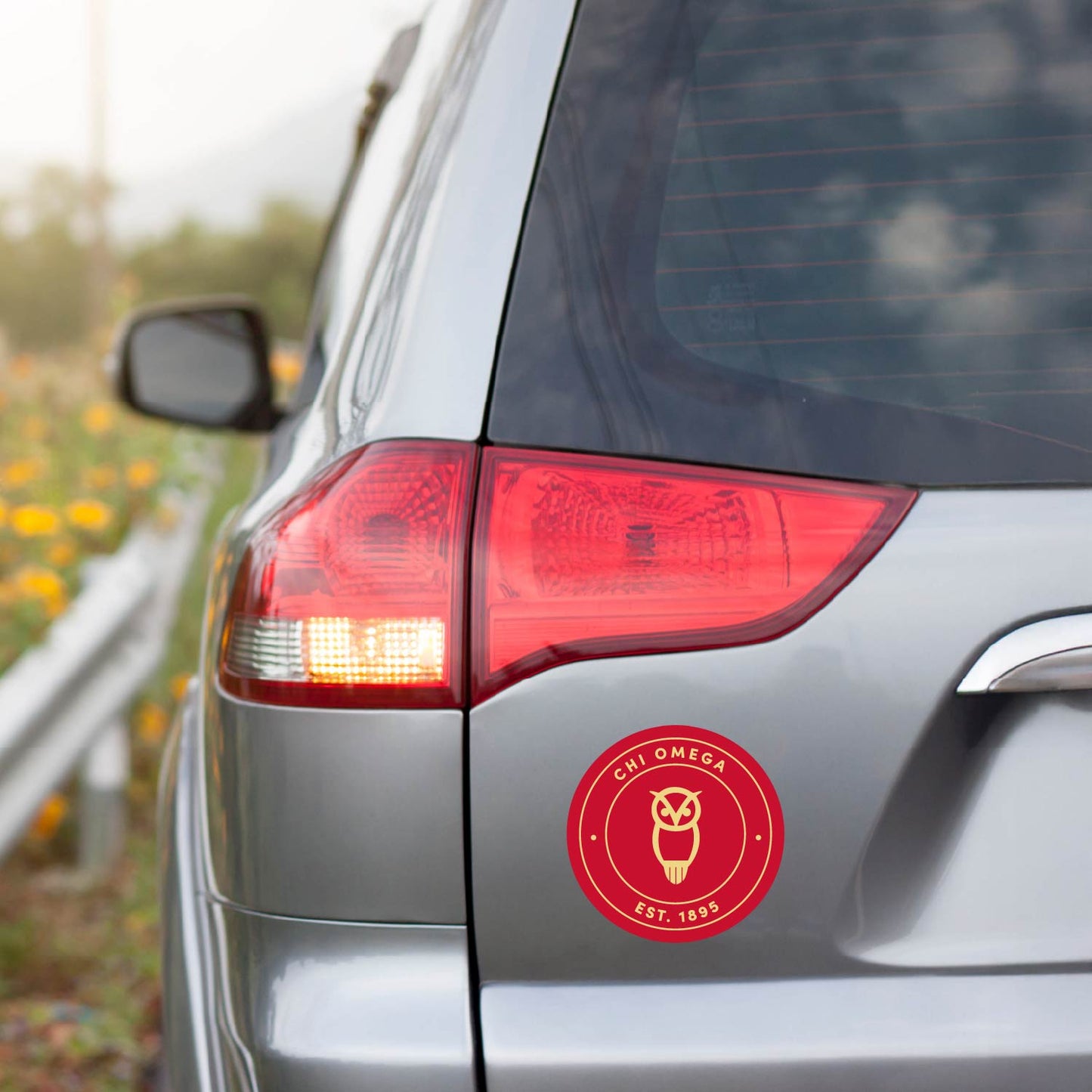 Chi Omega Sorority Car Decal Sticker- Full Color Circle Logo