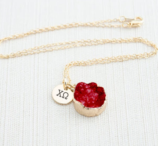 Chi Omega Sisterhood Druzy Necklace