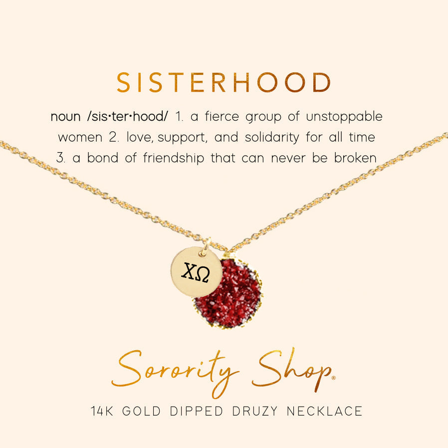 Chi Omega Sisterhood Druzy Necklace