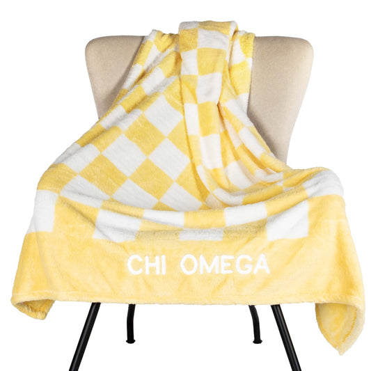 Chi Omega Blanket - Thick Checkered Sherpa Blanket