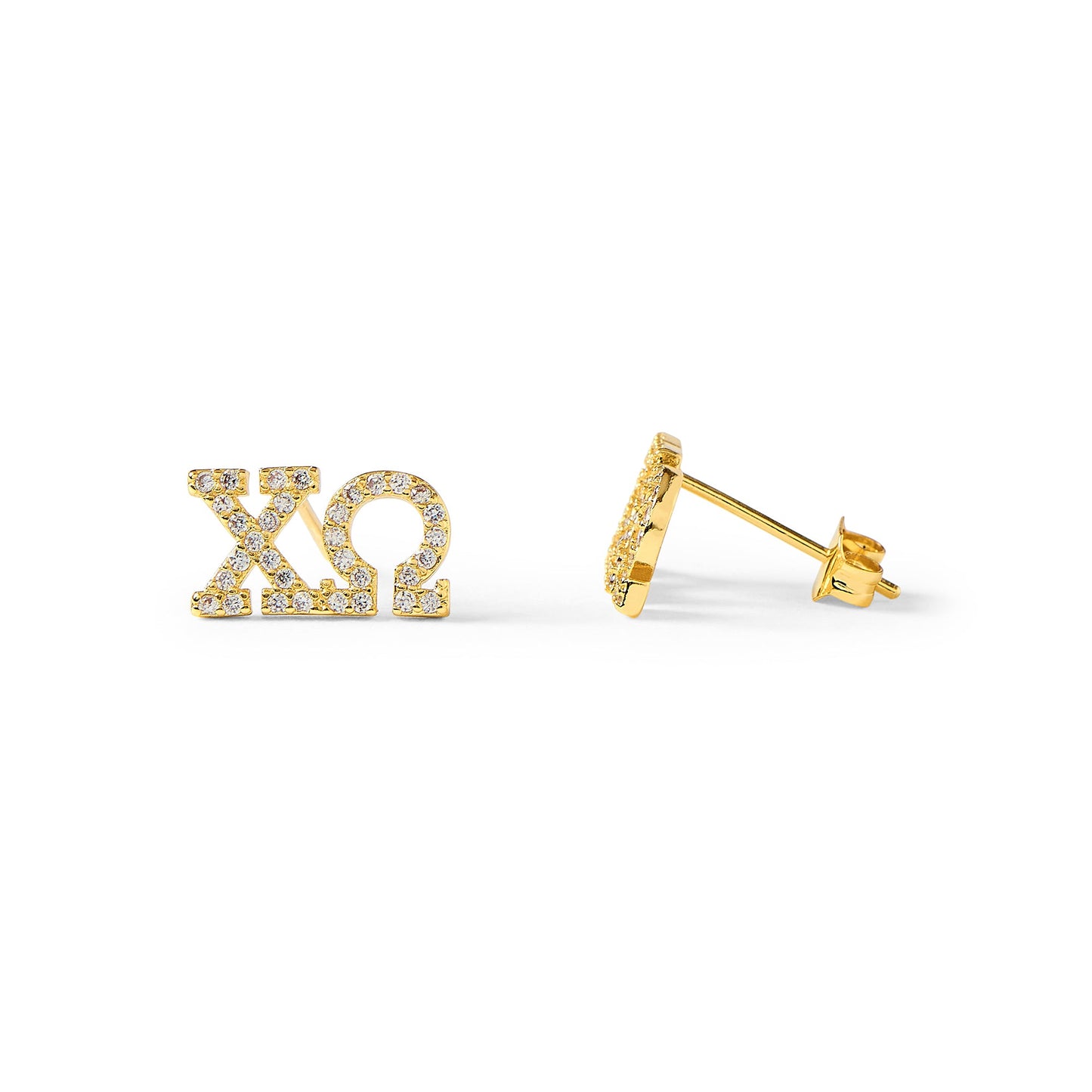 Chi Omega 18k Gold Plated Stud Earrings