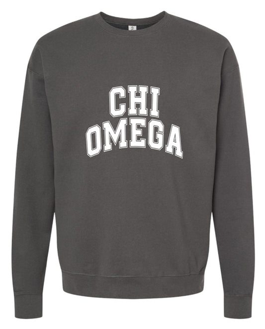 Chi Omega Sweatshirt- Crewneck Varsity Letters Design
