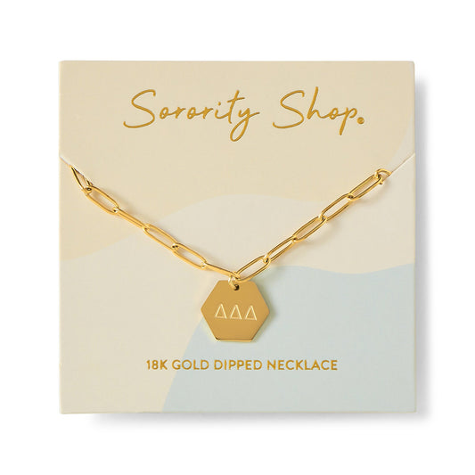Delta Delta Delta Paperclip Necklace with DDD Sorority Pendant