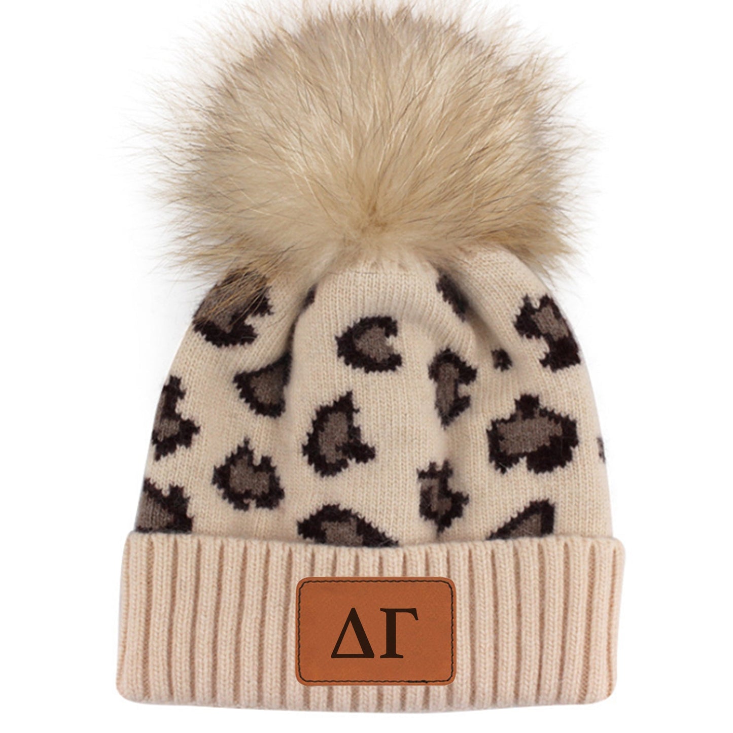 Delta Gamma Leopard Design Beanie Hat