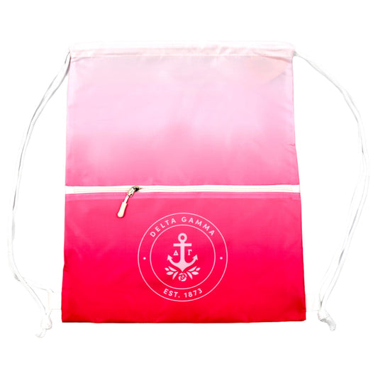 Delta Gamma Drawstring Backpack, Ombre Color Design