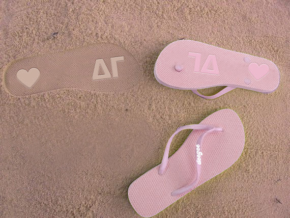 Delta Gamma Flip Flops, With Greek Letter Cutouts