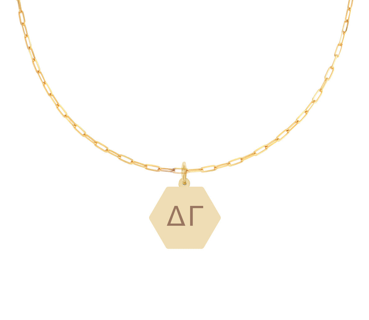 Delta Gamma Paperclip Necklace with DG Sorority Pendant