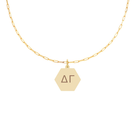 Delta Gamma Paperclip Necklace with DG Sorority Pendant