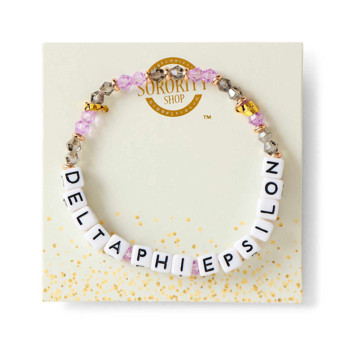 Delta Phi Epsilon Bracelet With Glass Beads and 18K Gold Accent Beads