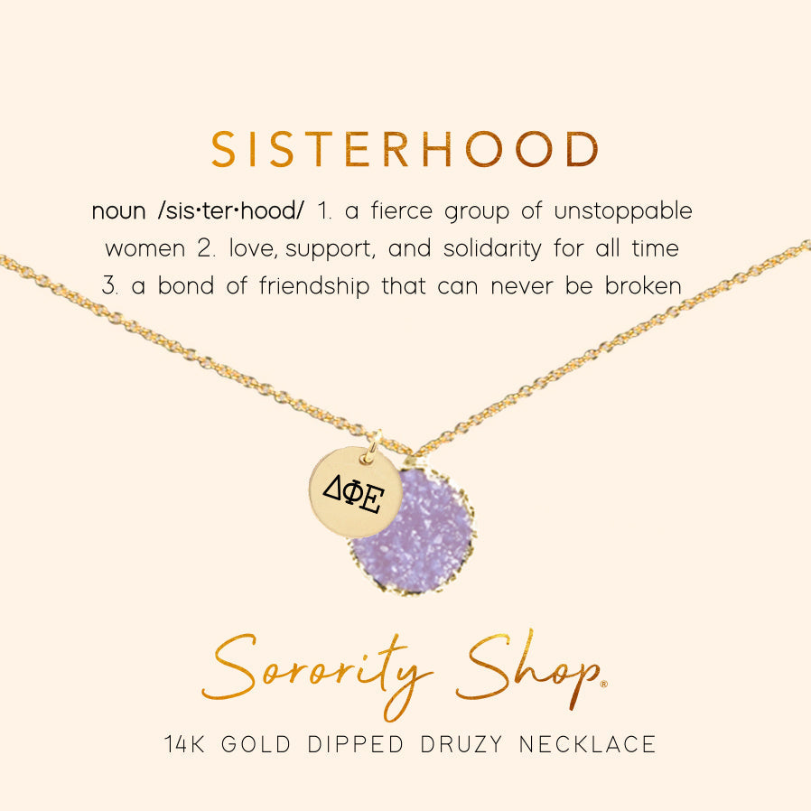 Delta Phi Epsilon Sisterhood Druzy Necklace