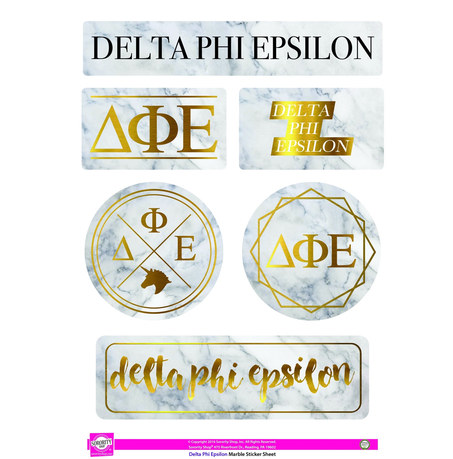 Delta Phi Epsilon Marble Sticker Sheet