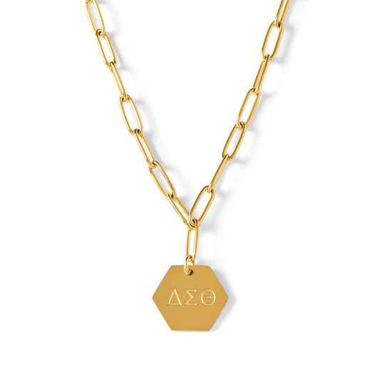 Delta Sigma Theta Paperclip Necklace with DST Sorority Pendant