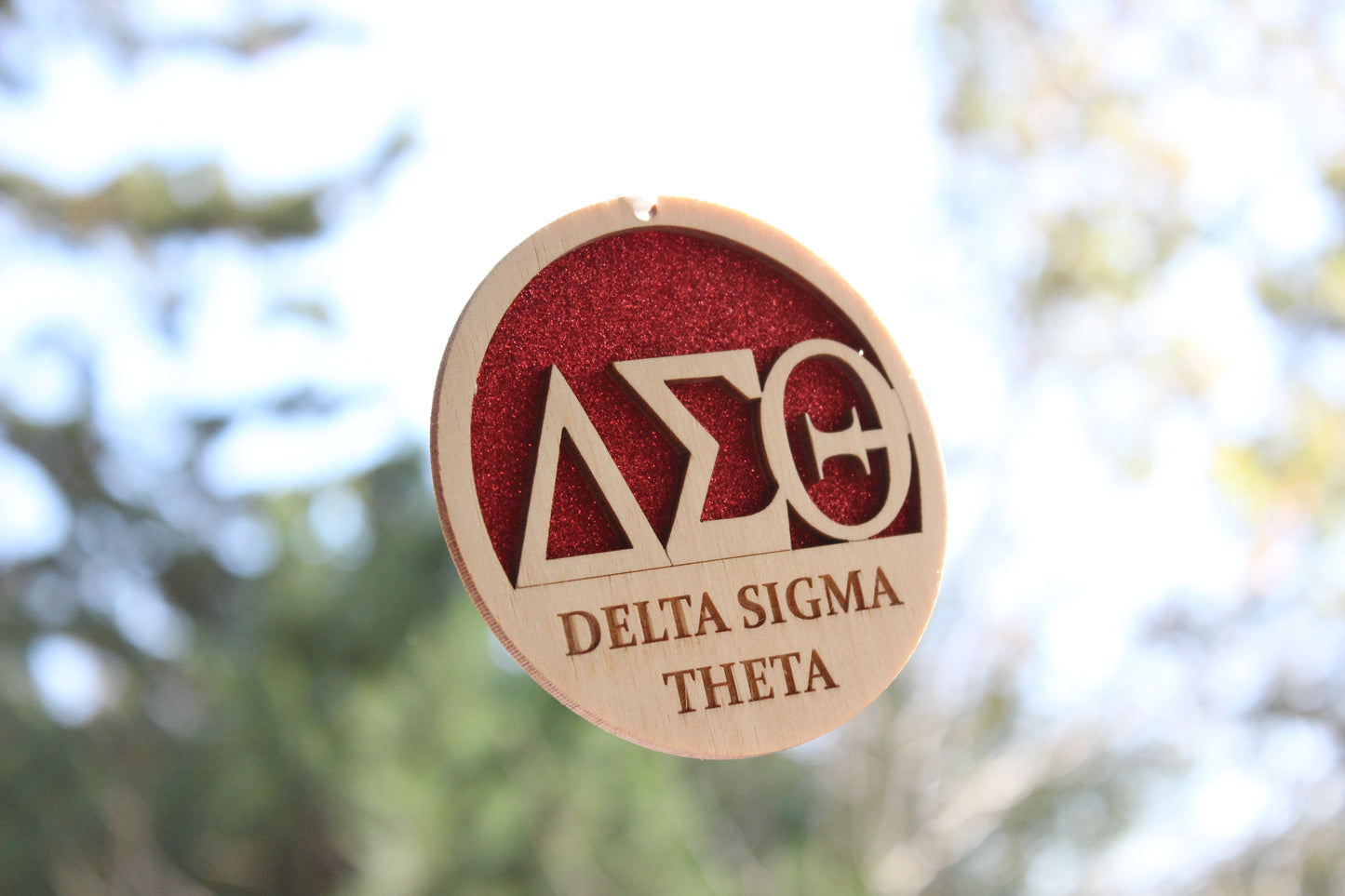 Delta Sigma Theta - Laser Carved Greek Letter Ornament - 3" Round