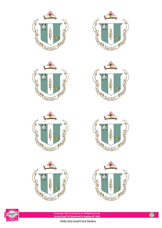 Delta Zeta Crest Stickers 8 Per Sheet