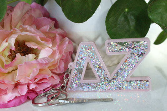 Delta Zeta Glitter Sorority Keychain