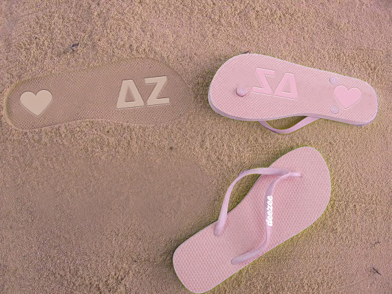 Delta Zeta Flip Flops, With Greek Letter Cutouts