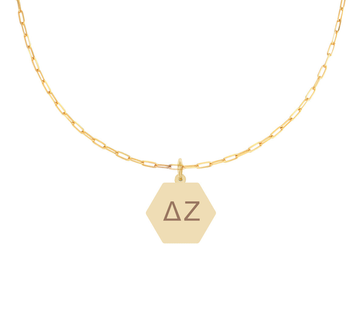 Delta Zeta Paperclip Necklace with DZ Sorority Pendant