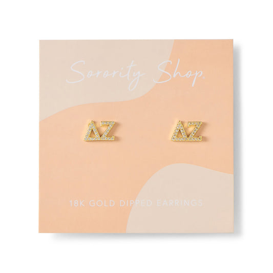 Delta Zeta 18k Gold Plated Stud Earrings