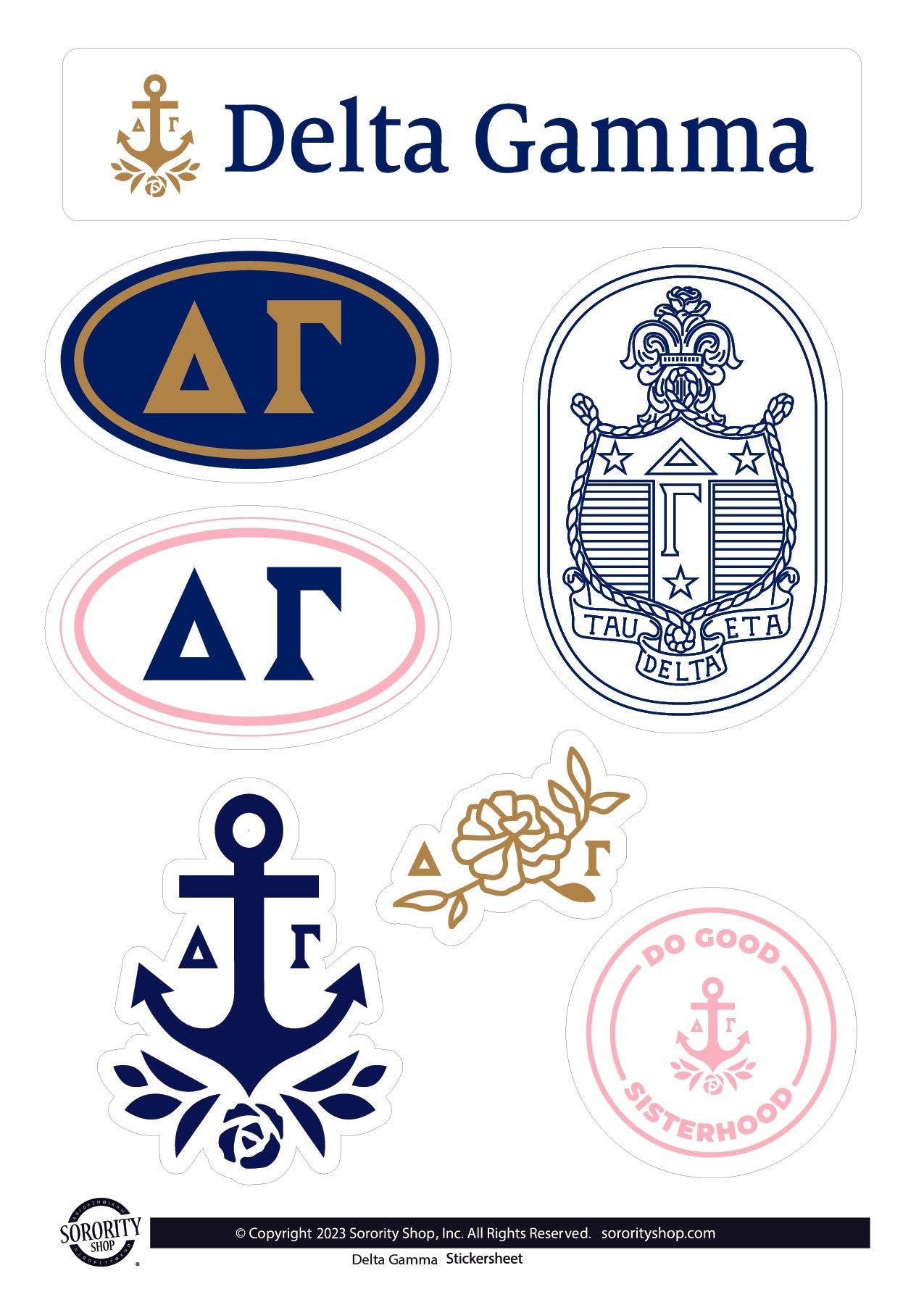 Delta Gamma Sorority Sticker Sheet- Brand Focus