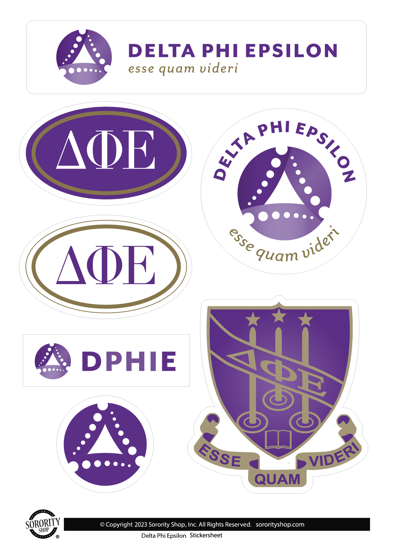 Delta Phi Epsilon Sorority Sticker Sheet- Brand Focus